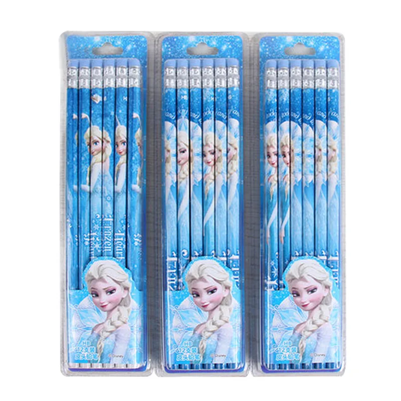 

Disney Frozen Elsa Children's Writing Pen Elementary HB Wooden Pencils 12 Pack Cartoon Pencils school supplies cute pencils