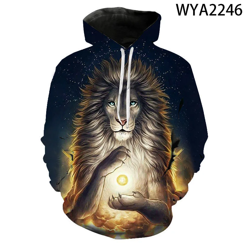 

Sweatshirts Animal Lion Pullover Long Sleeve 3D Printed Men Women Children Hoodies Streetwear Boy Girl Kids Casual Tops