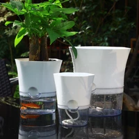 3pcs auto watering planter pot 2 layer flower pot with water container clear plastic flower pot for indoor plants home decorat