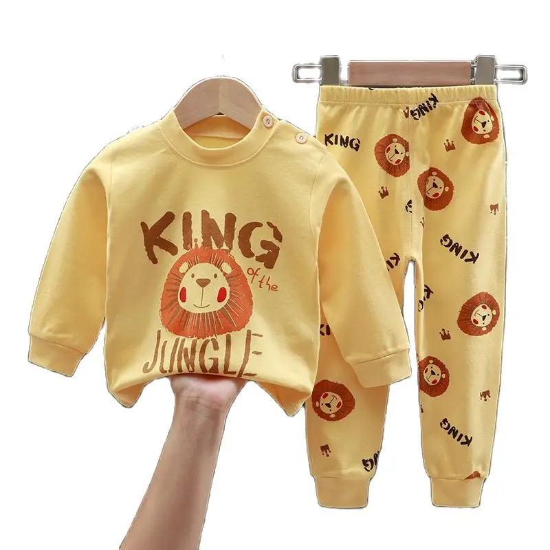 

New Kids Boys Girls Pajama Sets Cartoon Print Long Sleeve Cute T-Shirt Tops with Pants Toddler Baby Autumn Sleeping Clothes
