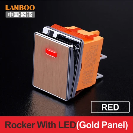 Red(Gold Panel) LANBOO 16A250VAC DPDT Высококачественная алюминиевая панель Водонепроницаемый кулисный переключатель - Цвет: Red(Gold Panel)