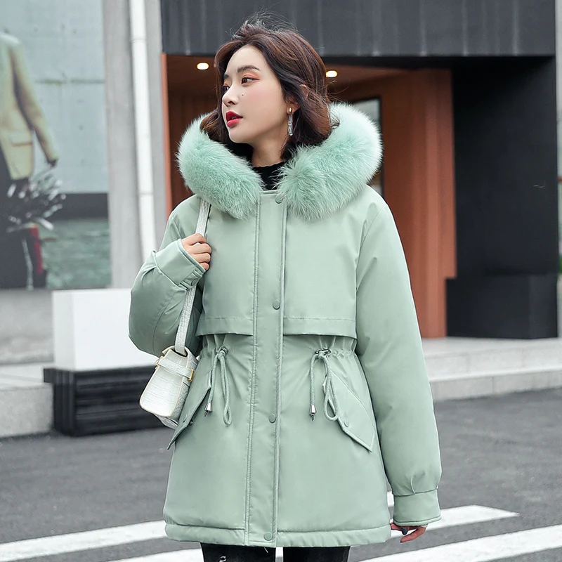 

ISENMAL New Autumn Winter Jacket Hooded Women Coat Loose Cotton-padded Short Jackets Female Parka Warm Casual Plus Size Overcoat