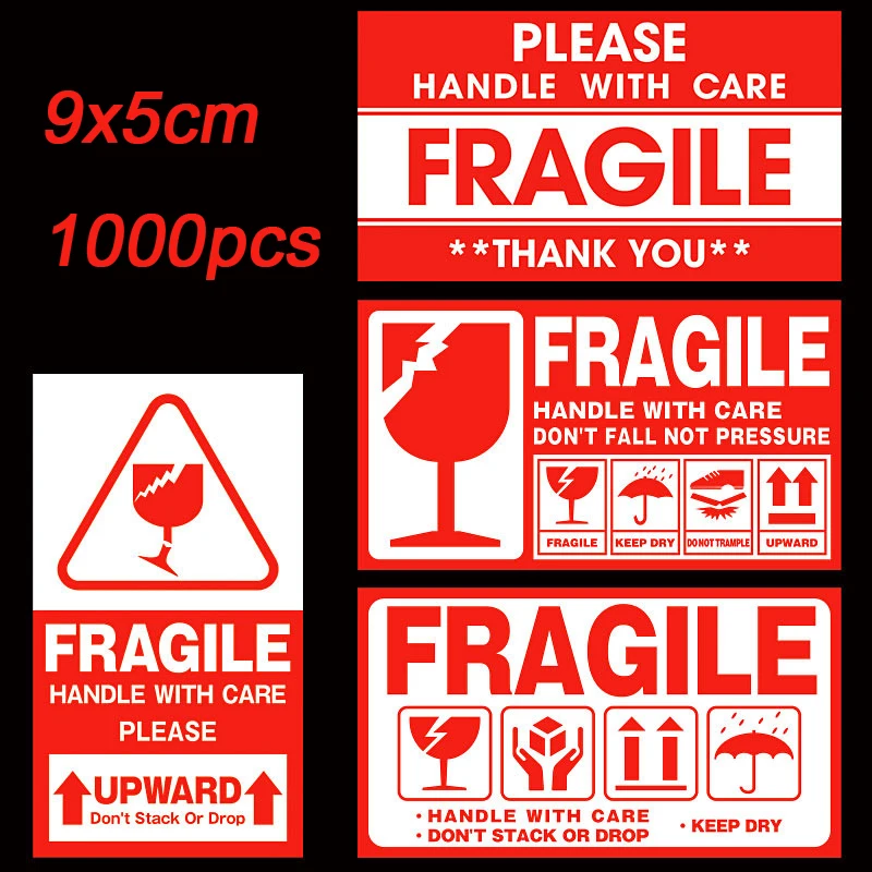

1000Pcs FRAGILE Handle With Care Label Sticker Fragile Warning Label Stickers Fragile Sticker Logistics Warning Stickers 9x5cm