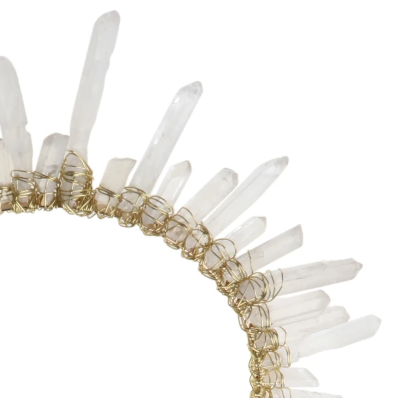 

Boho Bridal Wedding Headband Handmade Clear White Faux Crystal Quartz Hair Hoop