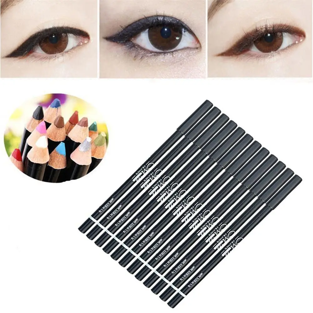 12 шт./лот красочные/черные макияж Красота Подводка для глаз карандаш косметика