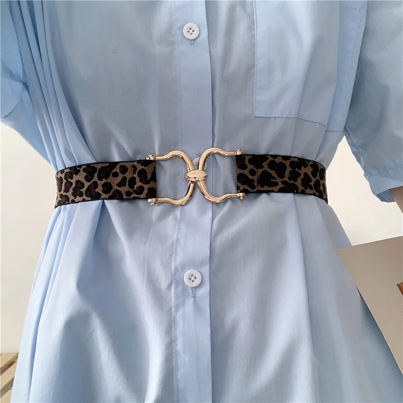 Phong Cách Hàn Quốc Da Báo Thun Áo Sơ Mi Thắt Lưng Nữ Của Tất Cả-Phù Hợp Thời Trang Kết Hợp Áo Khoác Áo Liền Quần Áo Len Gen Nịt Bụng Lưng Cói