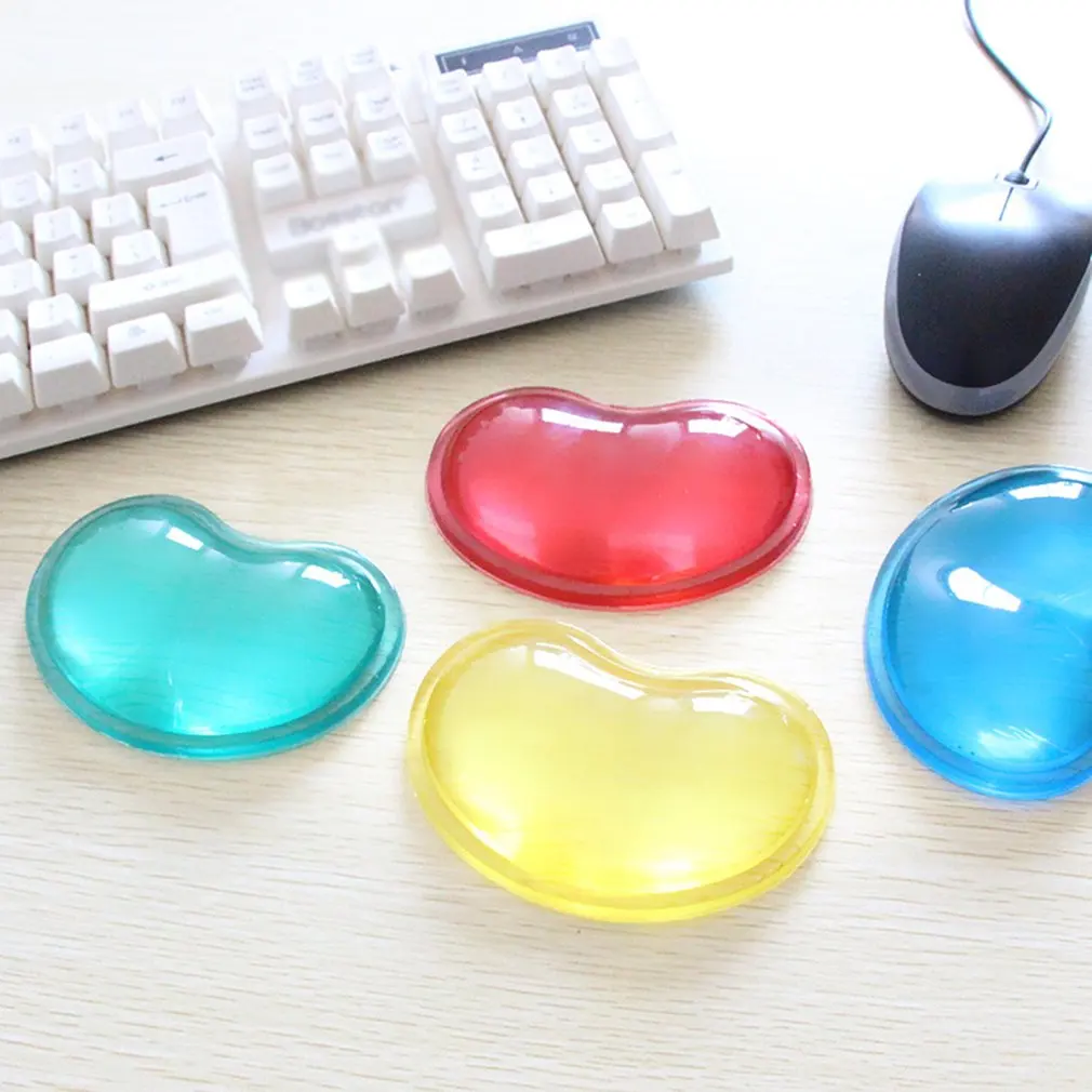 

Silicone Heart Shaped Mouse Pad Cold Transparent Wrist Rest Support Pads Anti-Fatigue Transparent Gel Soft Silicone Mouse Wrist