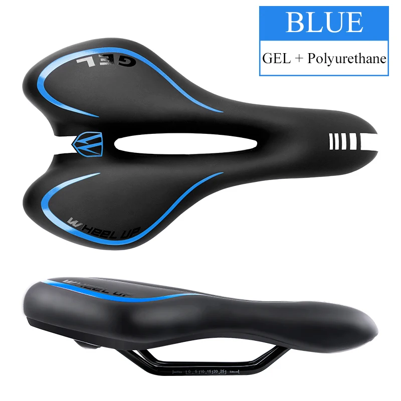 GEL BLUE Дышащее мягкое велосипедное седло из ПВХ кожи, удобное дорожное горное Велосипедное Сиденье, толстая Подушка, полое велосипедное седло - Цвет: GEL BLUE