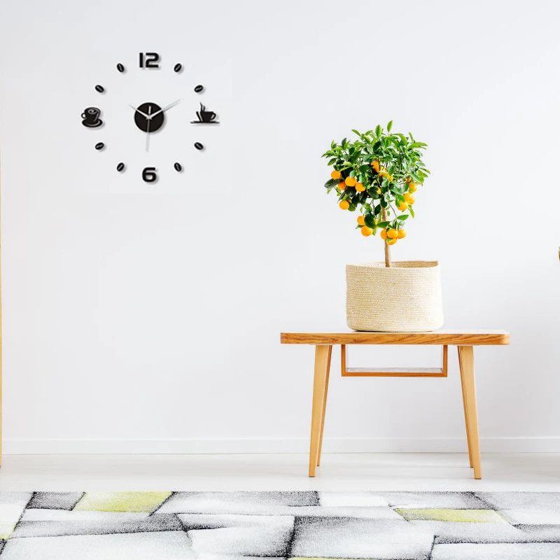 Забавные кофейные настенные часы зеркальный фон настенный стикеры Семейные