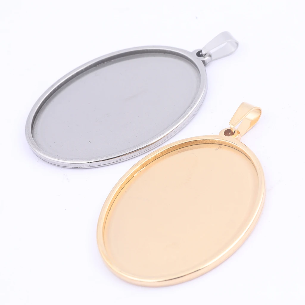 Овальный Кабошон из нержавеющей стали 5 шт. базовая оправа 30x40 мм подвесной лоток