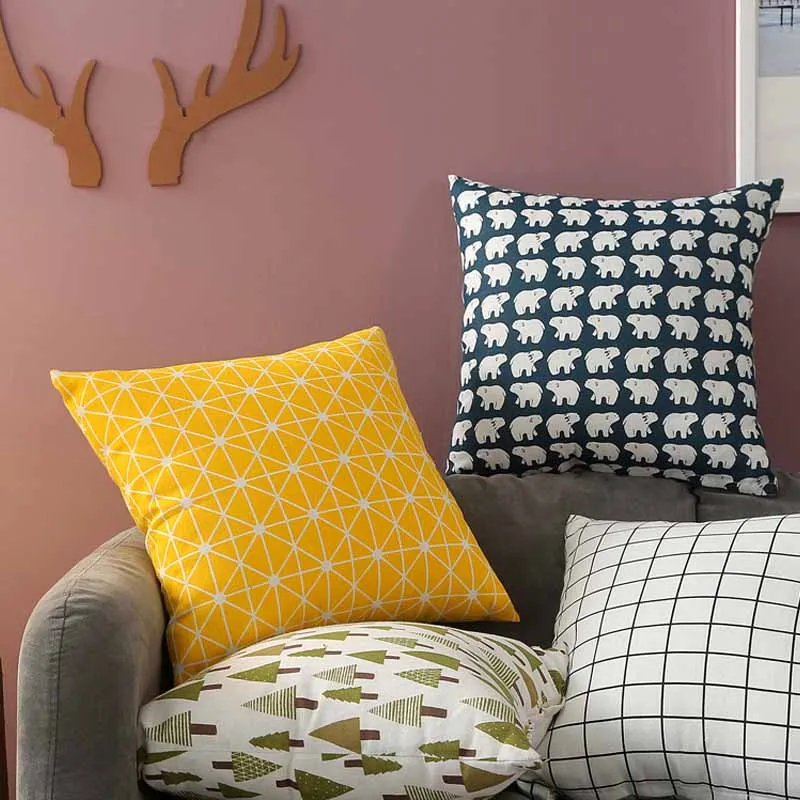 

Cotton Geometric Design Waist Throw Pillow Case Sofa Cushion Covers For Sofa Car Couch Seat Decorative Home Decor Pillowcover