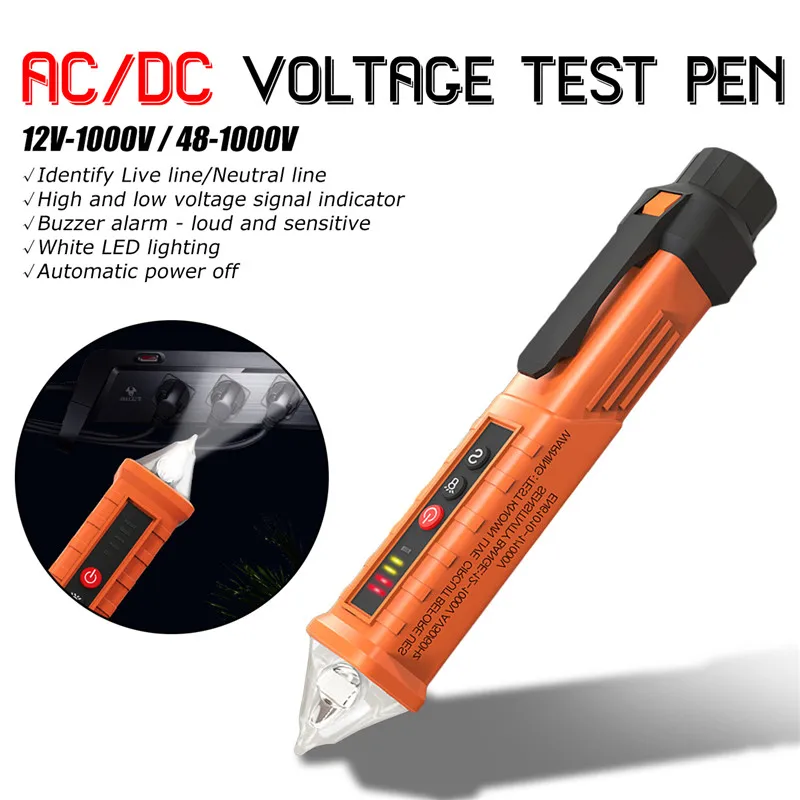 ZEAST AC/DC Digital Display Multi-function Induction Test Pencil Sound/Light Alarm AC / 12~1000V Non-Contact Voltage Detector - Цвет: Цвет: желтый