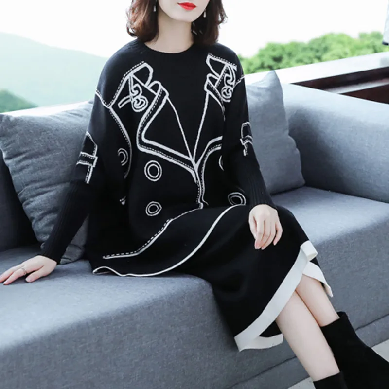 Модный дизайнерский женский костюм для недели моды 2020 вязаный с новым рисунком