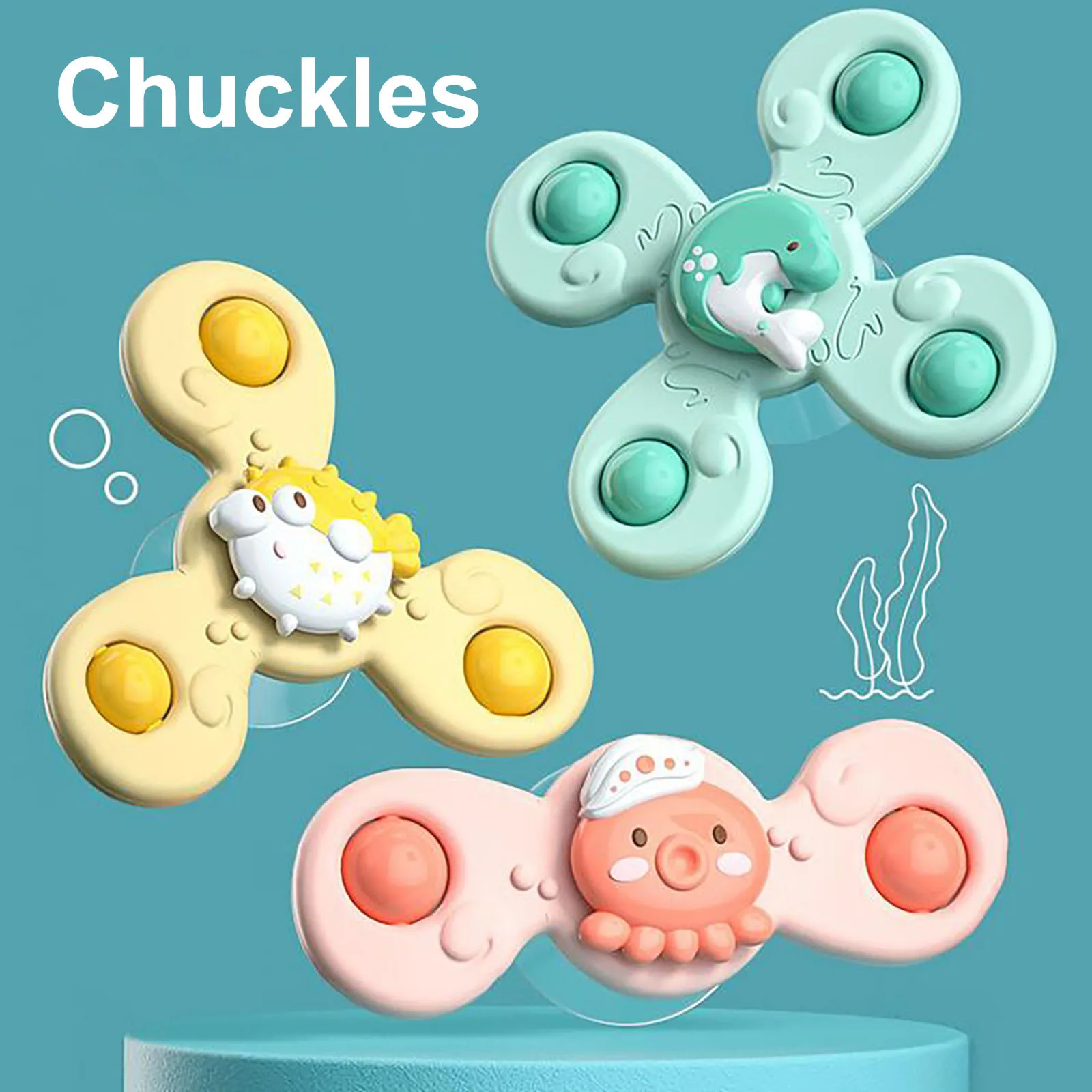 

3pcs Rotating Toys Ice Cream Cartoon Rotating Suction Toy Relieves Stress Suction Cup Rotating Stress Ball Children Adults Toys