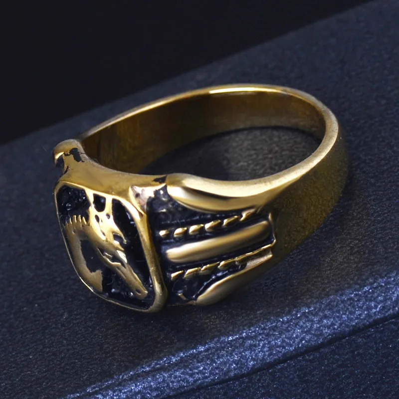 Бесплатная доставка Золотое кольцо унисекс с головой лошади для влюбленных Crazy