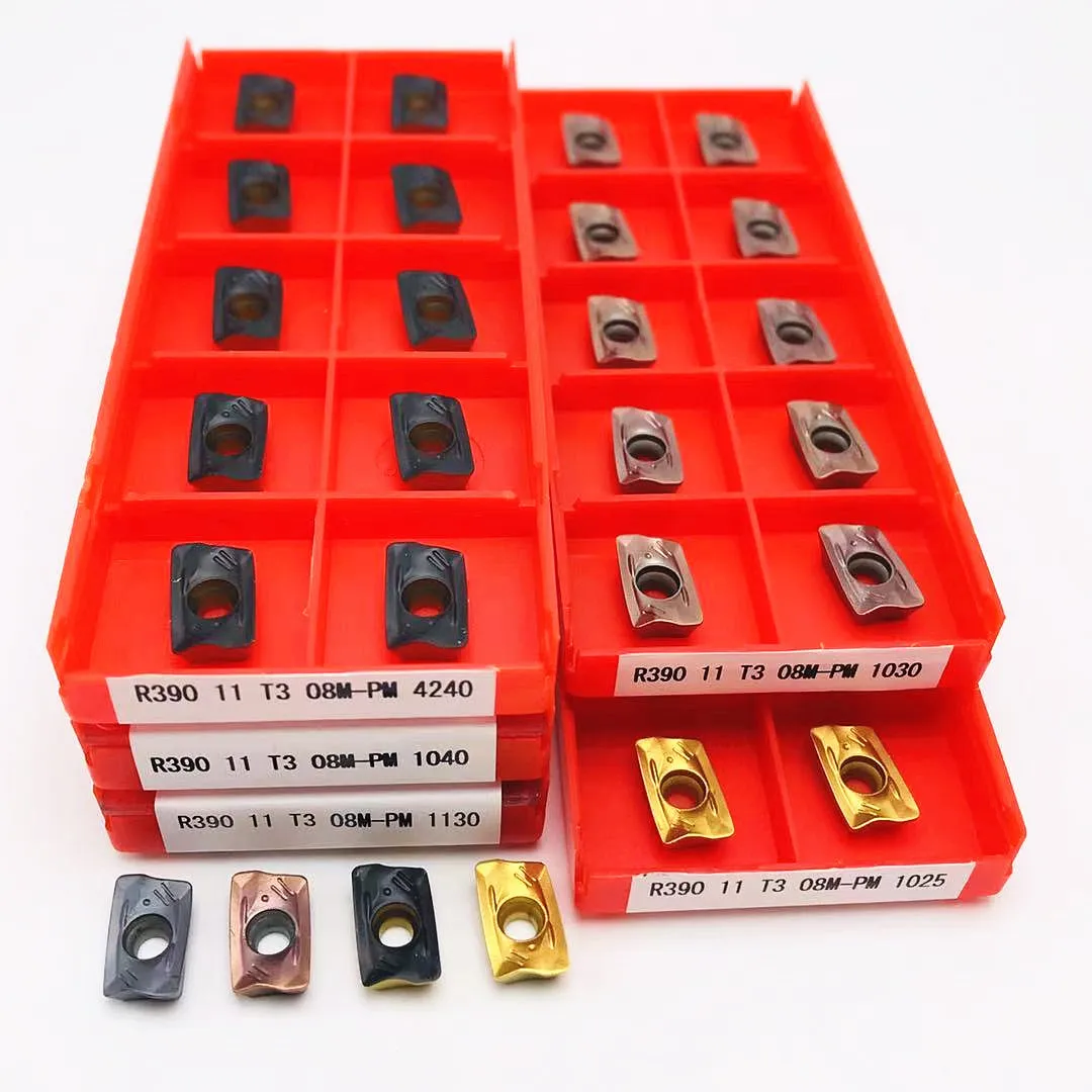 

R390 11T308 PM 1010 1025 1130 1030 1040 4240 Carbide inserts are used for indexable face milling turning tools CNC lathe parts