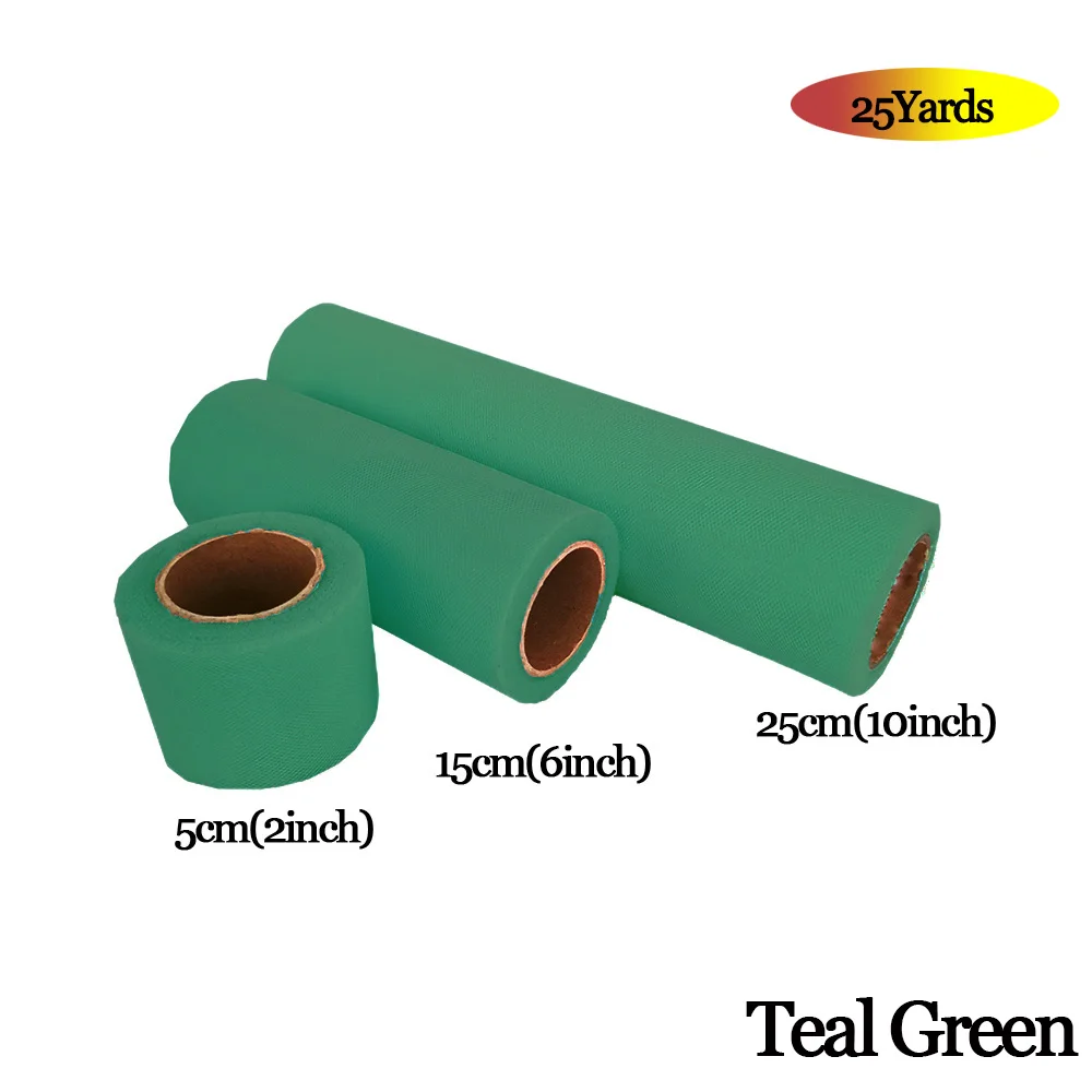 TEAL GREEN Фатиновая юбка-пачка из органзы в рулоне 5 см, 15 см, 25 см, розовый, синий цвет, Тюлевая юбка-пачка из органзы, вечерние украшения для девочек 25 лет - Цвет: TEAL GREEN