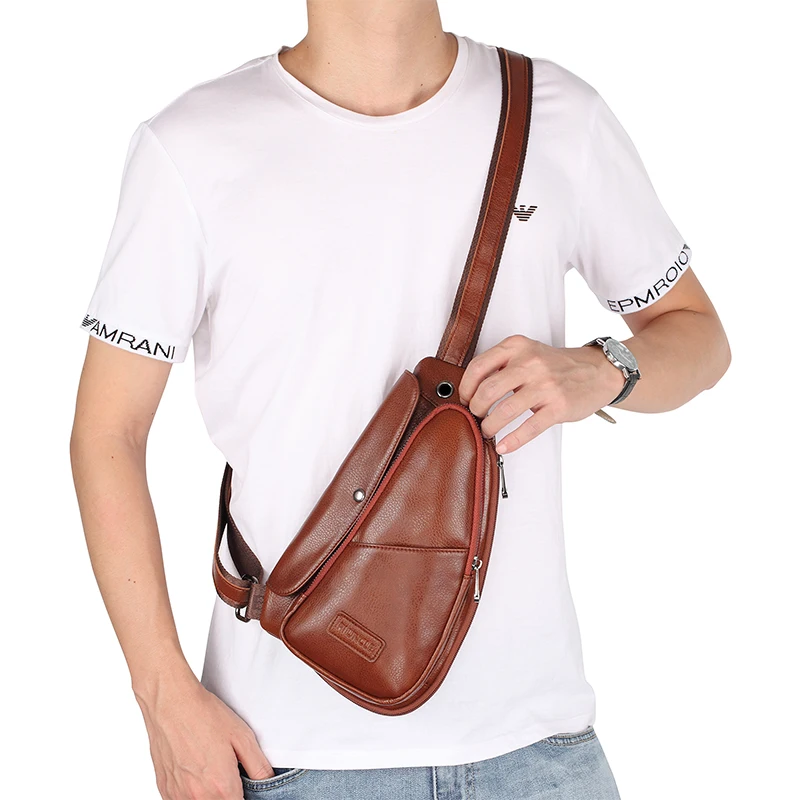 Повседневная модная дорожная Маленькая мужская нагрудная сумка из коровьей кожи