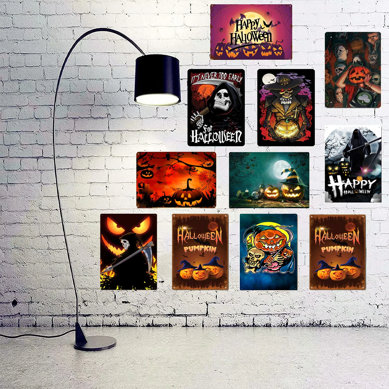 

home Decoration Christmas Halloween Pumpkin gift Vintage Halloween Tin Sign Plate Antique Posters for Home Bar Car Kithchen