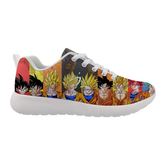 Twoheartsgirl Прохладный Для мужчин кроссовки с рисованным аниме, принт Dragon Ball Z; туфли с подошвой из вулканизированной резины для студентов на шнуровке; обувь из сетчатого материала - Цвет: HMA351Z42