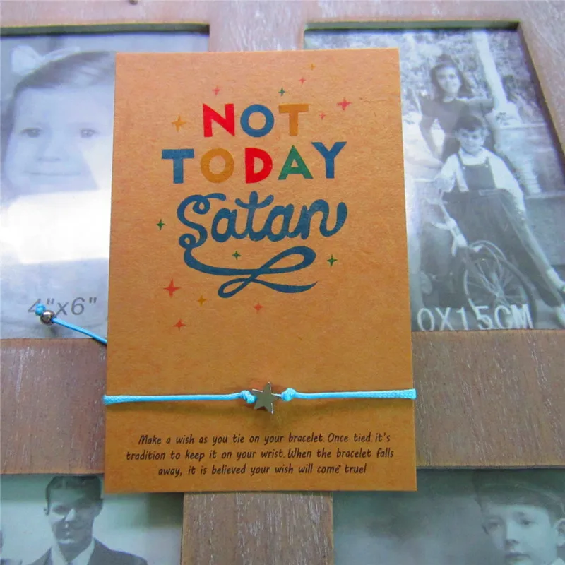 

Not Today Satan - Wish Bracelet - Inspirational Gift - Motivational Gift - Mantra Bracelet - Overcome Depression - Friendship