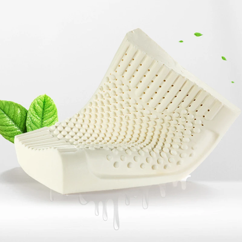

Natural-Latex Pillow Orthopedic Cervical Massage Bed Pillow Release Pressure Sleeping Pillows for Bedroom with Knit Pillowcase