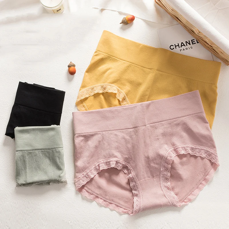 Women Fashion желто розовый зеленый сексуальные хлопковые трусы со средней талией