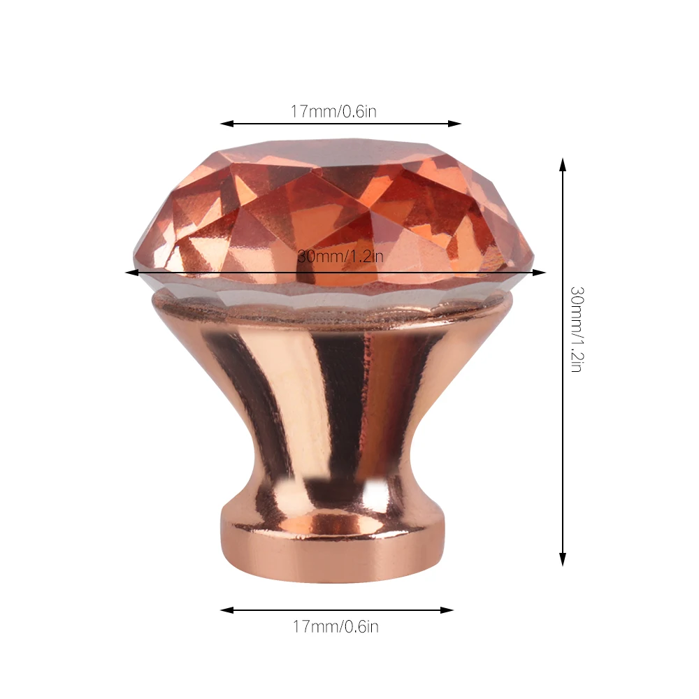 12 шт. розовое золото 30 мм Алмазный хрустальные ручки для шкафа Кухня дверные