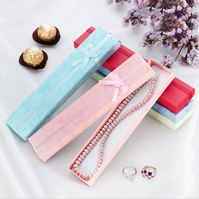 

5Pcs Long Jewellery Display Gift Boxes with Bow for Necklace/Bracelet/Watch Case