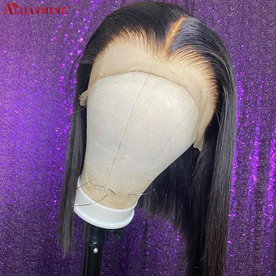 Длинные прямые парики из человеческих волос на сетке спереди для женщин