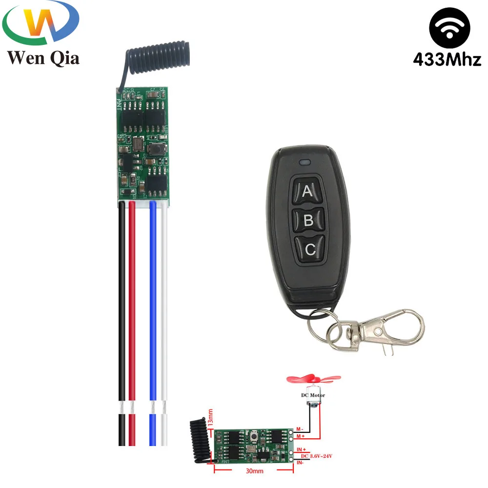 

12V Motor Controller Universal Wireless Garage Remote Control Mini Switch 3.6V 6V 18V Relay Module For Forward and Reverse DIY