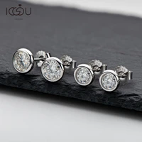 iogou 100 moissanite gemstone white gold color stud earrings for women solid 925 sterling silver solitaire party fine jewelry