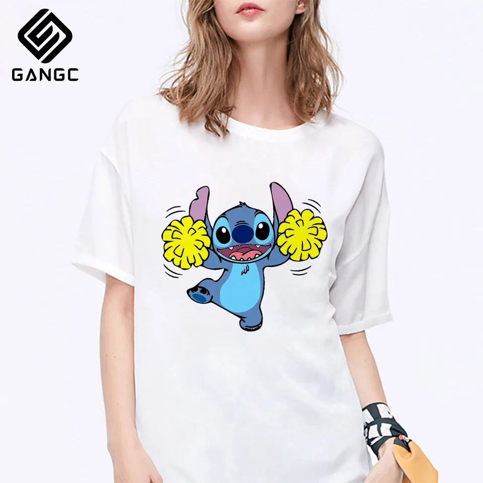 Стич уличная футболка Летняя модная Милая мужские милые футболки женская Топы с