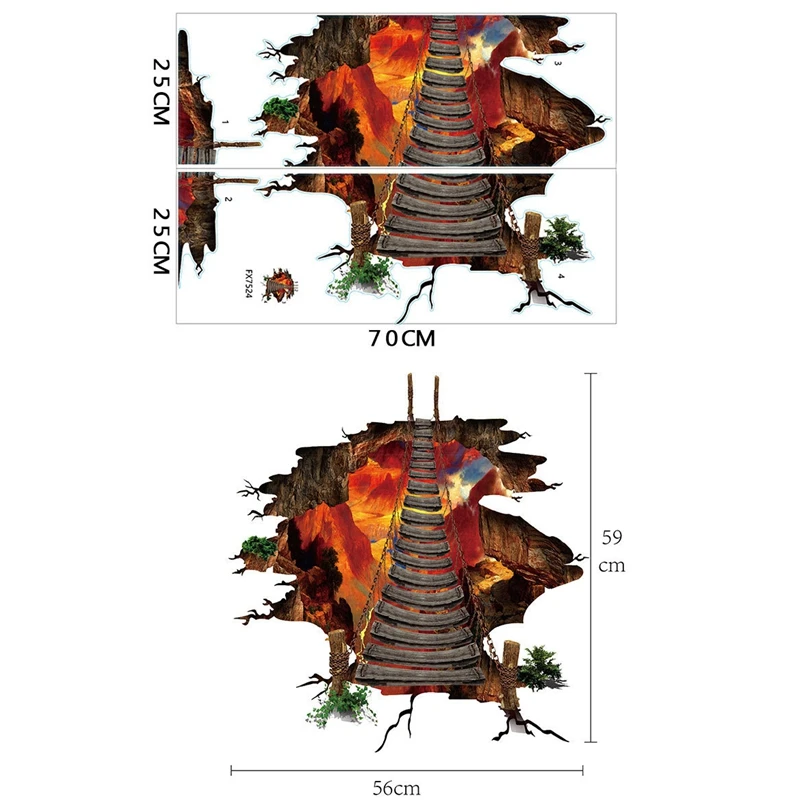 Новая 3D яркая Лавовая наклейка на пол настенный стикер домашний декор DIY наклейки