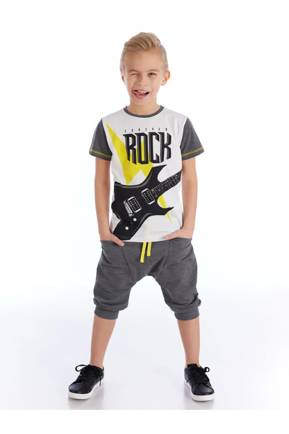 

SB 2-Piece Cotton Short Sleeve Spring-Summer Casual Fashion Boy's Capri Suit Boy's Clothing