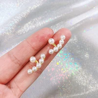 2021 chic imitation pearl geometric fan shaped elegant stud earrings for women girls jewelry party accessories