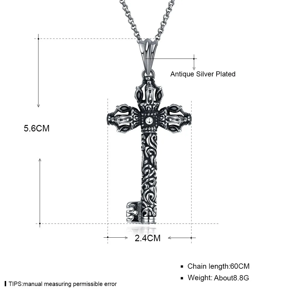 

The Ancient Maya Hiphop Vintage Retro Silver Plated Titanium Necklace Key for Men Party Gift Sweater Necklace GMYN088