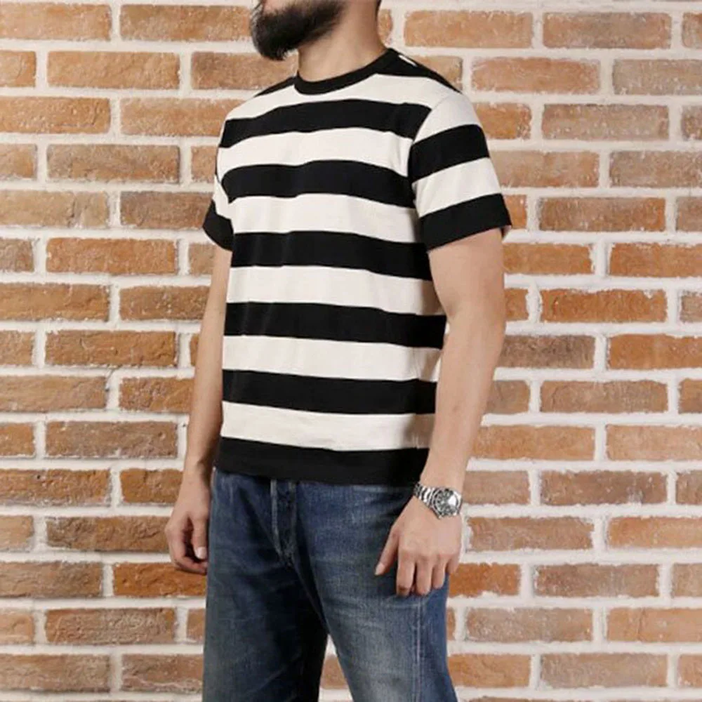 

Casual Temperament Fashion T-shirt 2021 Summer Loose Simple Popular Thin Black White Stripes Round Neck Summer