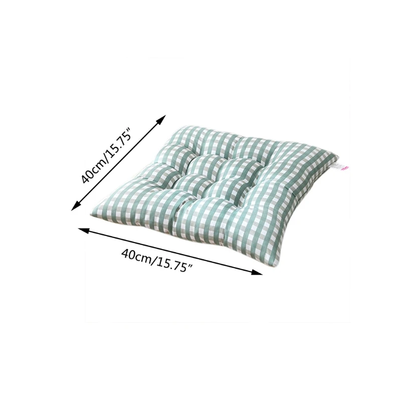 

Square Plaid Seat Cushion with Non-Slip Ties Thick Chair Pad Home Floor Pillow