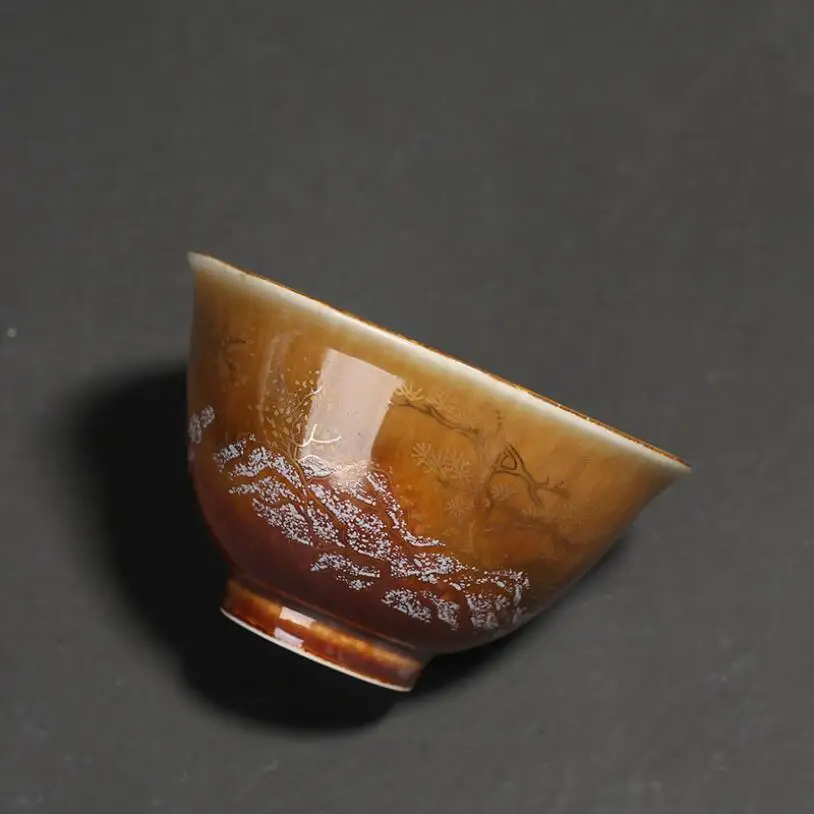 PINNY из расписного фарфора золото под стеклом Gaiwan пигментированные Керамические кунг-фу пиалы для чая Античная чайная чаша Chinaware