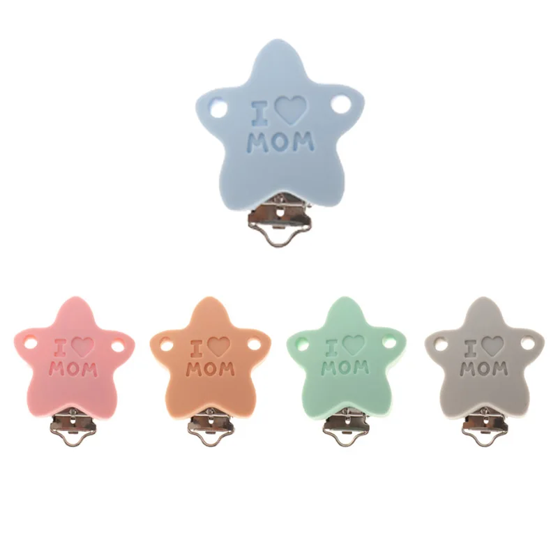 Soporte para chupete de beb&eacute;, Clips de silicona para dentici&oacute;n de beb&eacute;, Clips de mezcla de Koala, Bulldog, estrellas, sin BPA, 10 Uds.-2
