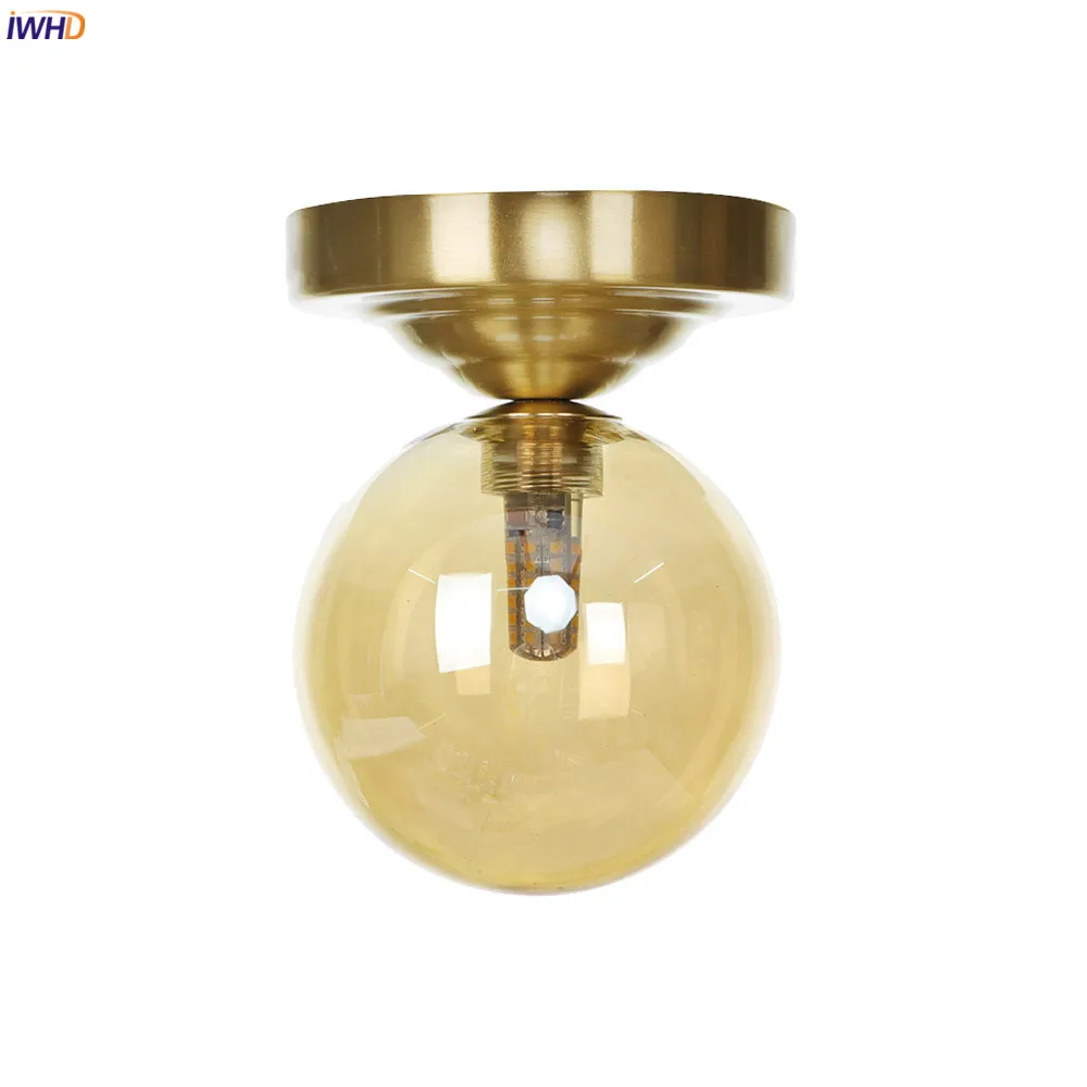 IWHD Copper Little Glass Ball Ceiling Lights Living Room Kitchen Plafonnier LED Nordic Style Lamps Lamparas De Techo | Освещение