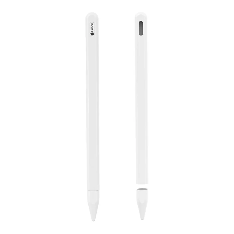 Чехол совместим с Apple Pencil 2, [2 шт.] Противоскользящий силиконовый чехол-карандаш+ наконечник, мягкий чехол - Цвета: White