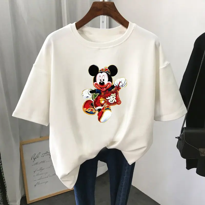 Дизайнерская Брендовая женская футболка Disney Модный хлопковый топ свободная