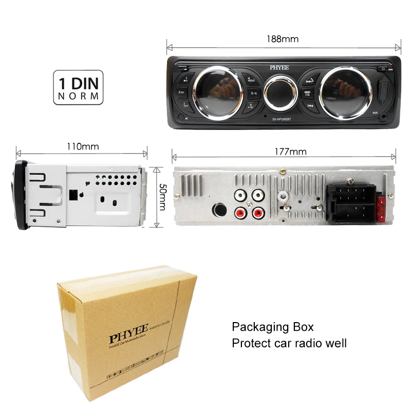 $184.59 1 Din Removable Panel Car Radio RDS Bluetooth Handsfree Dual Screens FM Stereo Receiver MP3 Player 7 Colors Lighting Head Unit