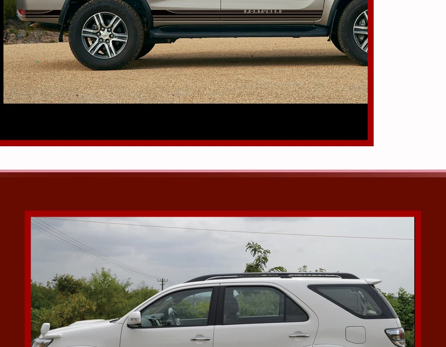 Наклейки на заказ для toyota FORTUNER, 2 шт., автомобильные наклейки в крутую полоску, стильные боковые двери, графические винилы, модифицированные аксессуары, декоративные наклейки
