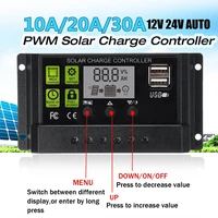 102030a 12v24v solar controller auto adaptive lcd display pwm solar charge controller solar panel charge controller