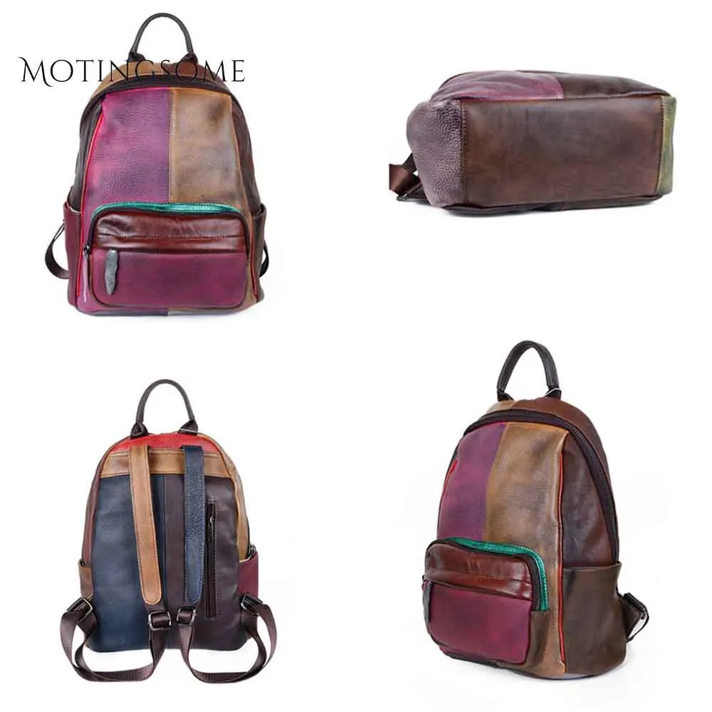 Ручная работа Ретро стиль женский рюкзак из натуральной кожи воловьей кусков для