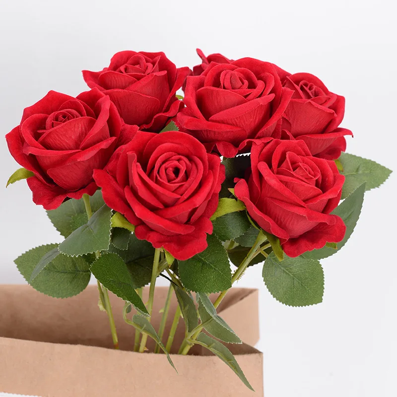 

7 Branches Rose Artificial Silk Flowers Valentines Birthday Gift for Wife Wedding Scene Layout Party Decoration Props Supplies