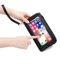 women bags soft leather wallets touch screen cell phone purse crossbody shoulder strap headphone clutch female rfid womens bags